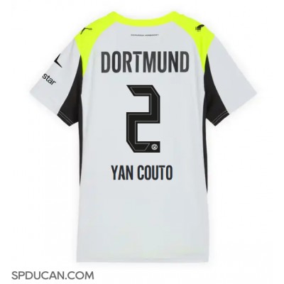 Zenski Nogometni Dres Borussia Dortmund Yan Couto #2 Gostujuci 2025-26 Kratak Rukav Zenski Nogometni Dres Borussia Dortmund Yan Couto #2 Gostujuci 2025-26 Kratak Rukav